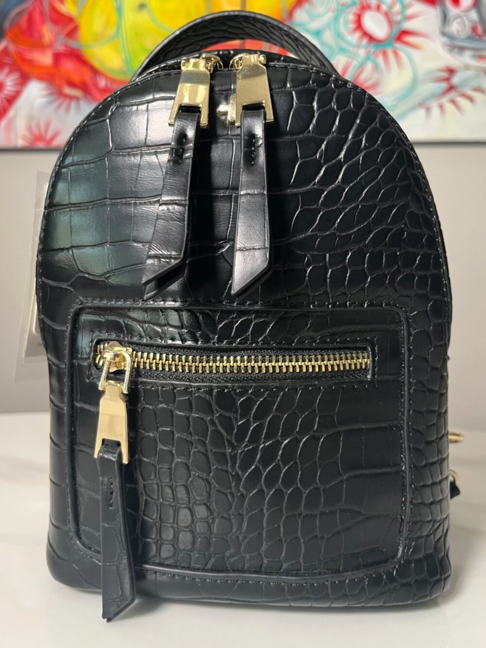 Peta + JAIN Zoe Mini Backpack Black Croc Embossed NWT